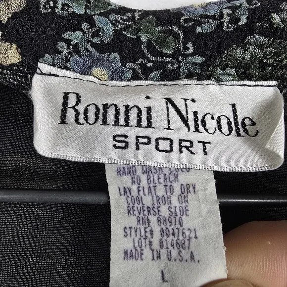 Ronnie Nicole Sport Vintage Women's Size Large Floral Open Front Long Sleeve Top - Picture 2 of 5